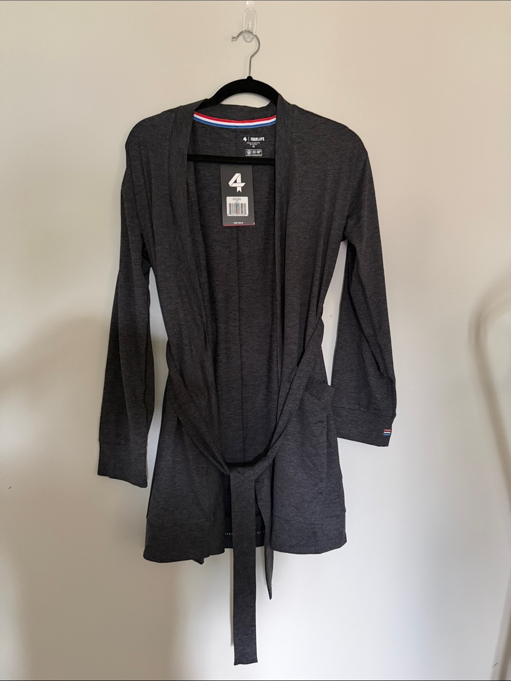 Women's Charcoal Open-Front Cardigan with Tie Belt